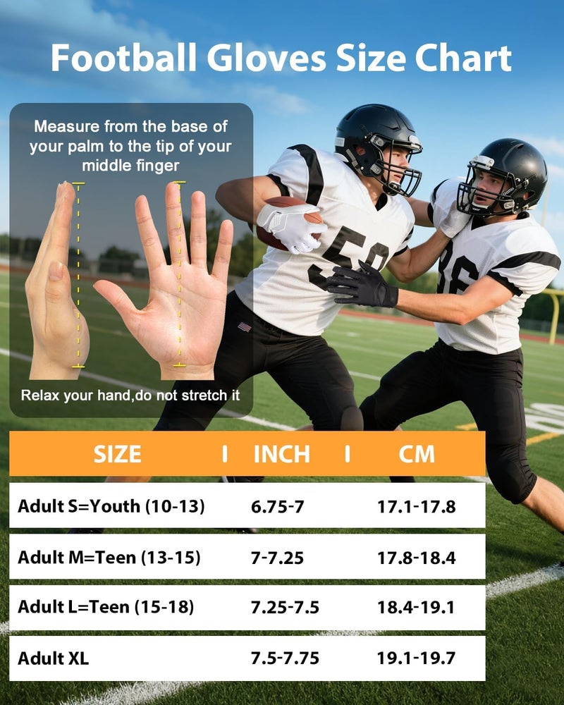 Pixel Panda Football Gloves Adult Youth, Black White Receiver Football Gloves Men with Pro-Grade Sticky Grip, Breathable Wide Receiver Glove Gifts for High Training Performance - Image 5